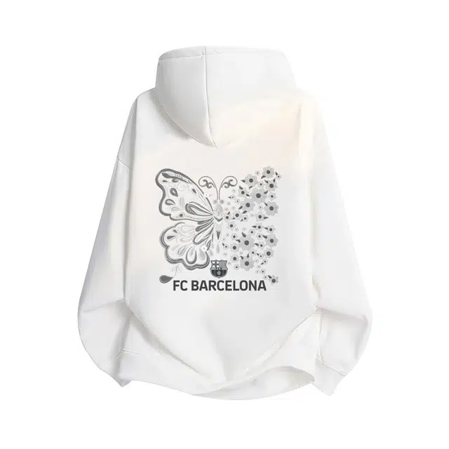 巴塞罗那足球俱乐部 春秋冬季连帽纯棉女纯色百搭上衣日韩休闲运动大码宽松外套卫衣 男女同款