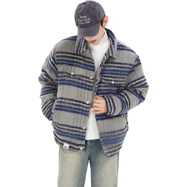 【dme】 潮牌复古高级感撞色格纹翻领户外休闲宽松美式时尚保暖棉服 男女同款