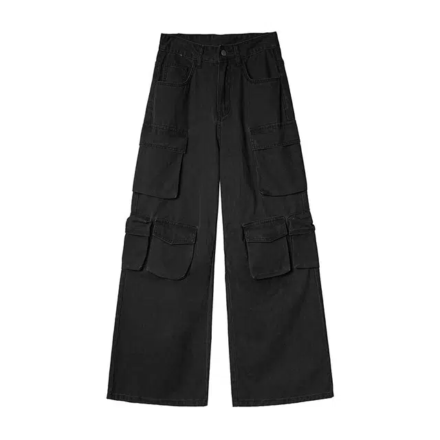 颂希尔 美式高街复古水洗多口袋设计感小众痞帅阔腿直筒垂感时尚潮流长裤工装裤 男女同款