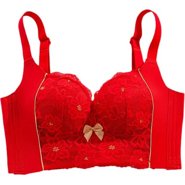 图兰朵 无钢圈内衣女士大胸显小聚拢上托调整型蕾丝无痕舒适薄款文胸 女款