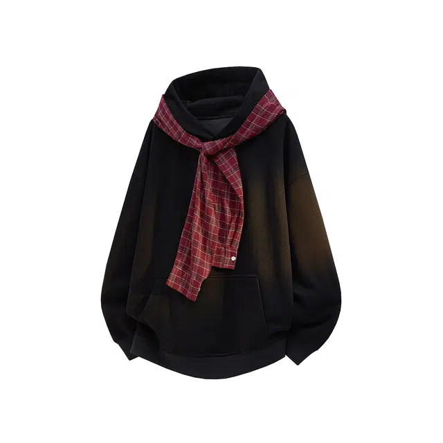 素杭 潮流宽松披肩连帽卫衣外套搭配个子松紧腰直筒阔腿长裤休闲运动套装 男女同款