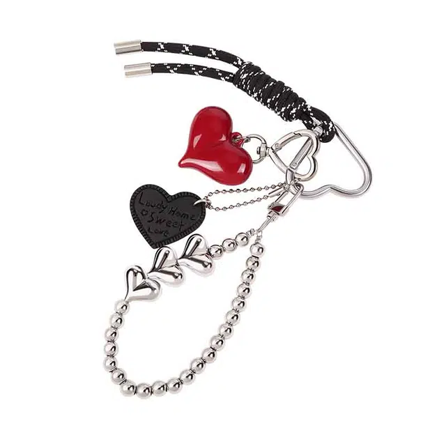 GOLF Heart Braided Phone Chain Black Red