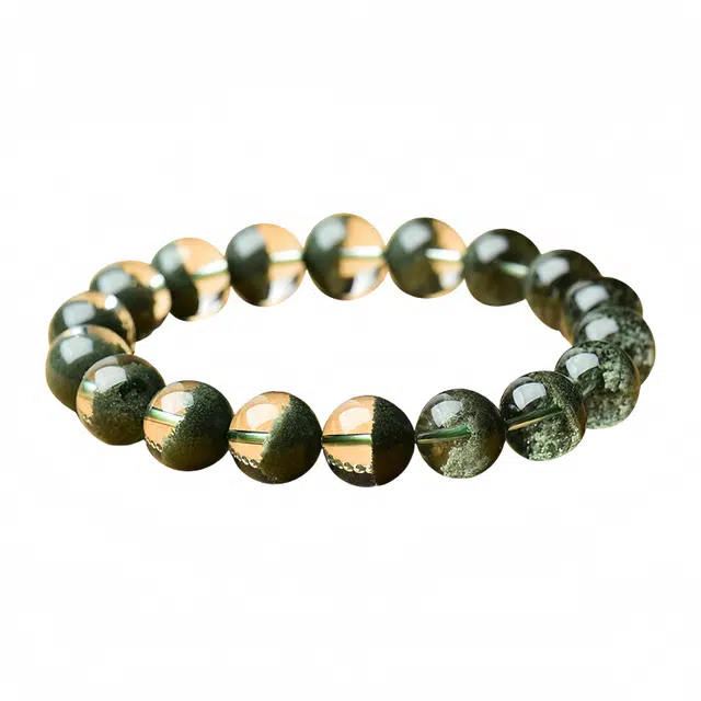 仙园韵 【收藏级】聚宝盆 新中式古典优雅百搭财源滚滚招财进宝好运顺利平安富贵招财纳福#好运 绿幽灵 水晶手串 男女同款情侣款