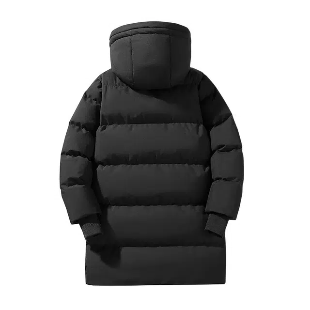 棉基因 连帽纯色中长款保暖日系简约潮流美式高街工装风青少年职场通勤学院风棉服 男女同款