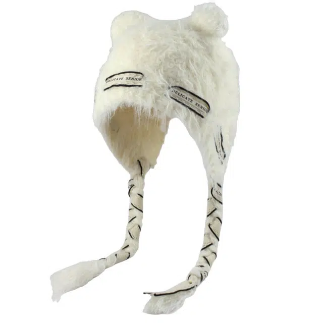 钓鱼熊 可爱小熊护耳帽保暖百搭时尚甜美 再生聚酯纤维 绒线帽 男女同款情侣款