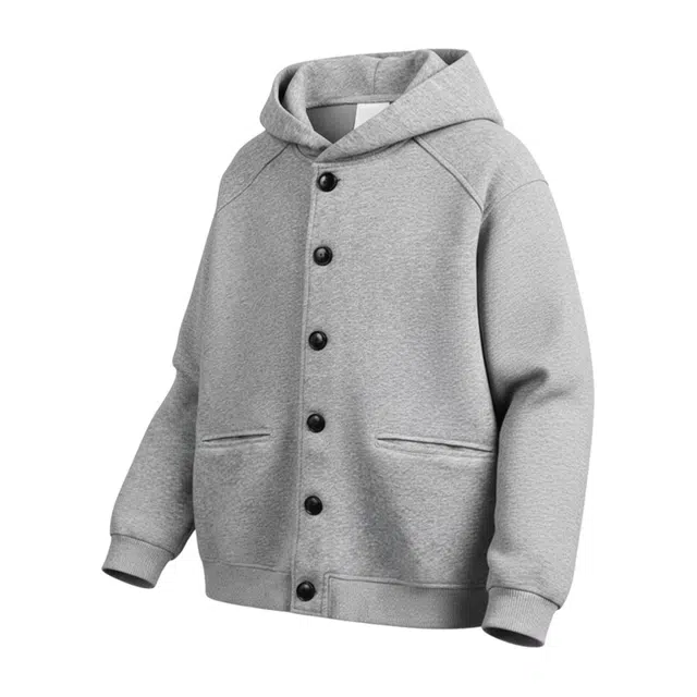 半空山 美式复古高街纯色简约慵懒风港风韩系个性小众设计感潮流时尚百搭宽松舒适连帽纽扣开衫卫衣 男女同款