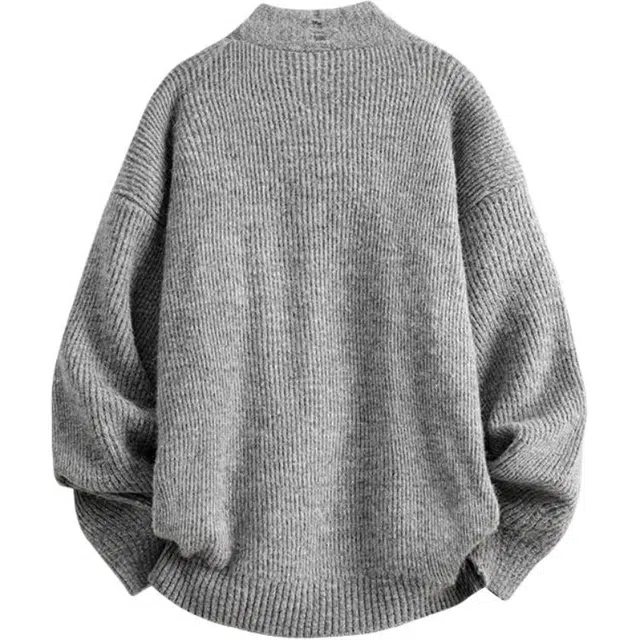 零氏 高级感日常通勤 日系复古纯色宽松慵懒风百搭开衫针织衫 男女同款