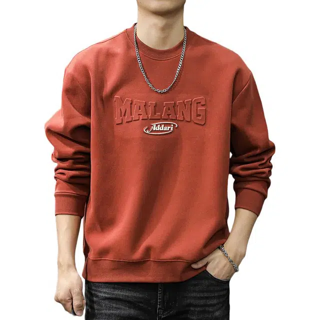 前进牛 美式经典复古潮牌运动风字母钢印男秋季潮流双面棉印花休闲户外运动长袖圆领外套卫衣 男款