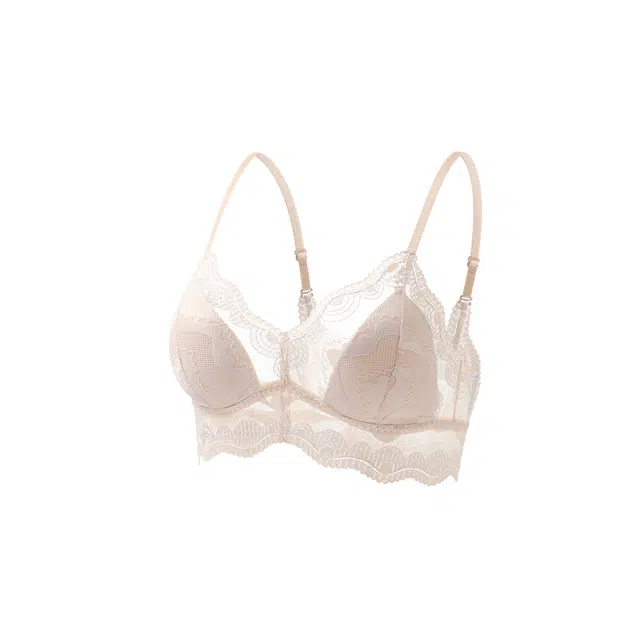 芬腾 大胸显小聚拢法式蕾丝甜美少女内衣防下垂收副乳舒适透气文胸 女款