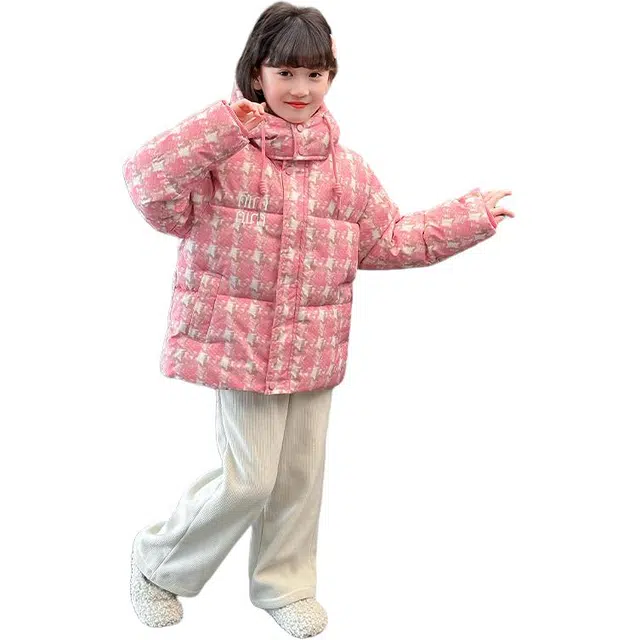 帕兰朵棉衣 女童时尚甜美百搭舒适保暖冬装棉服小女孩粉色外套重工中大童加厚棉袄 青少年