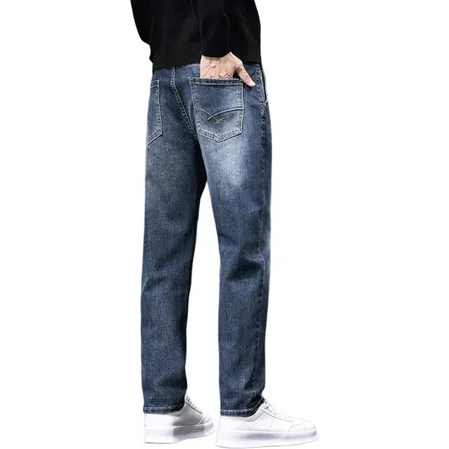 潮人榜 美式高端复古水洗痞帅修身小直筒长裤子男士秋冬季潮流百搭休闲弹力显高显瘦轻商务韩版高品质牛仔裤  男款