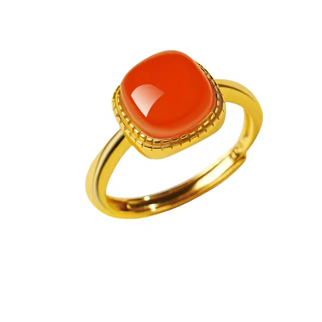 茂琼 新中式复古宫廷风轻奢简约时尚小众设计百搭潮流高级 玛瑙 戒指 女款