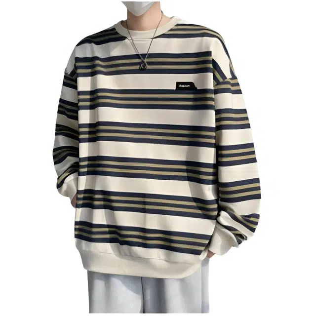 木木兔 经典潮牌美式高街长袖男生秋冬潮流穿搭冬天轻奢百搭冬季衣服国潮宽松流行简约时尚条纹上衣卫衣 男女同款