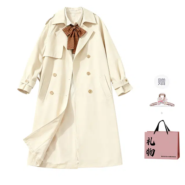 柏黛妃 学院风小个子中长款可爱百搭高颜值通勤长袖风衣 女款