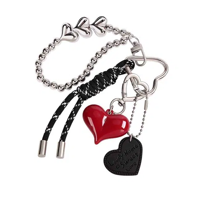 GOLF Heart Braided Phone Chain Black Red