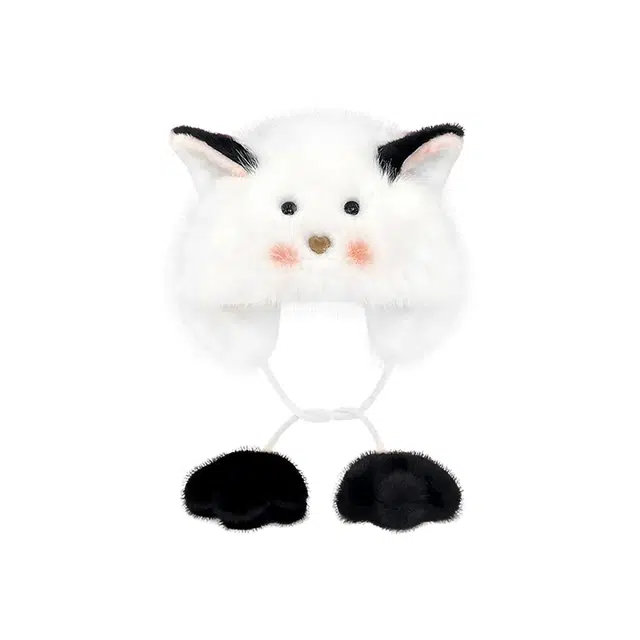 浪莎 日系可爱卡通腮红猫咪耳朵保暖学生护耳通勤百搭 聚酯纤维 绒线帽 女款