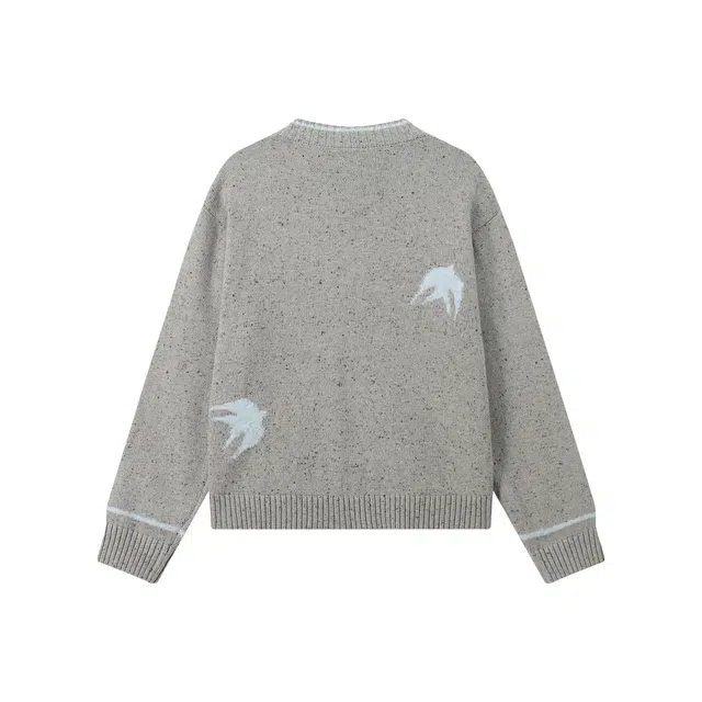 江南先生 流浪者之歌 保暖抗皱日系复古宽松百搭撞趣味色提花椰子扣毛衣外套针织衫 男女同款