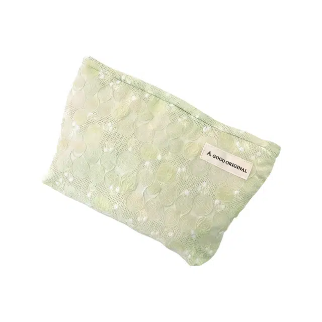 顽顽碎花化妆包气质提花帆布收纳包文艺复古素雅手拿包便携防尘包