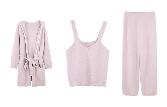 安之伴 法式性感气质简约柔软半边绒冬款睡袍长裤家居服三件套可外穿睡衣套装 女款