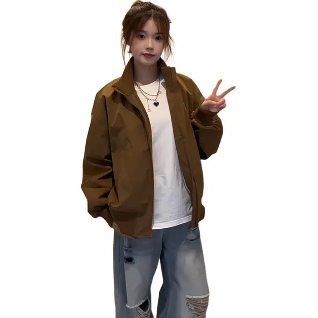 黑马漫画 美式廓形立领外套男款秋冬季三防飞行夹克棉服 男女同款