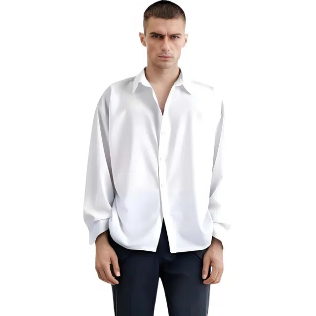 袋鼠 法式文艺风慵懒感长袖大码宽松金秋衬衣翻领免烫易打理休闲通勤正装打底轻商务内衬柔软时尚舒适衬衫 男女同款