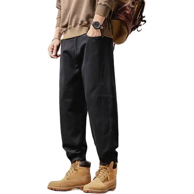 协协乐 高街风城市机能拼接氛围感秋冬季美式复古宽松哈伦阔腿锥形萝卜九分裤痞帅战术裤百搭休闲运动长裤工装裤 男款