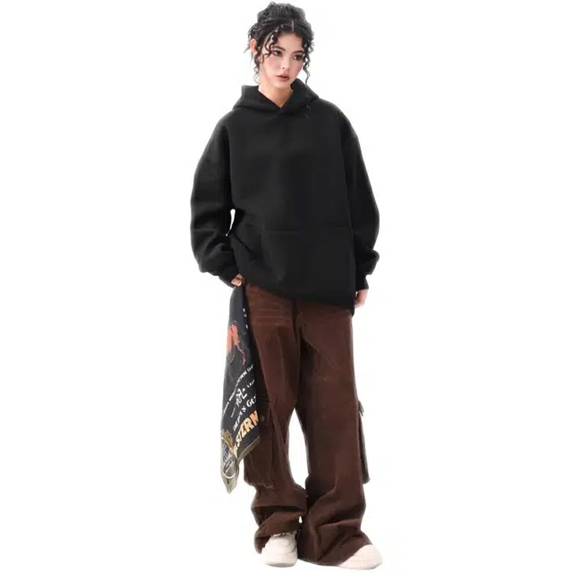 天才小熊 美式复古连帽时尚休闲宽松舒适学生长袖衣服男女同款女装上装卫衣 女款