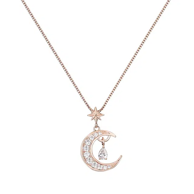 兰盈 月亮水晶锁骨链 环保合金 项链 女款