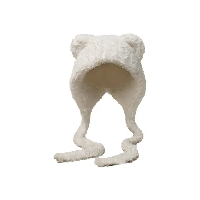 浪莎 小众设计甜美可爱卡通猫耳朵学院通勤百搭出街 聚酯纤维 绒线帽 女款