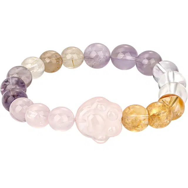 【好运皆来】 老庙 招财猫爪 森系甜美 轻奢时尚高级感显气质  日常通勤百搭 礼盒#天然 紫水晶 手串 女款