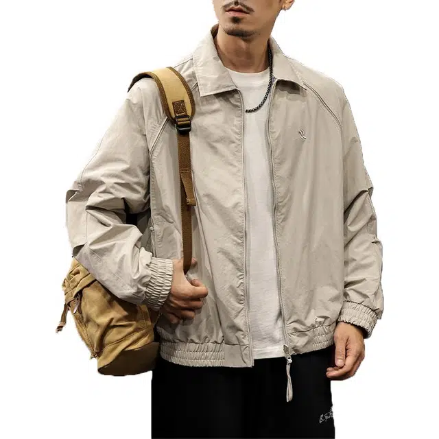 路杰邦 双面穿美式复古翻领休闲外套男春秋季哈灵顿工装男夹克 男款