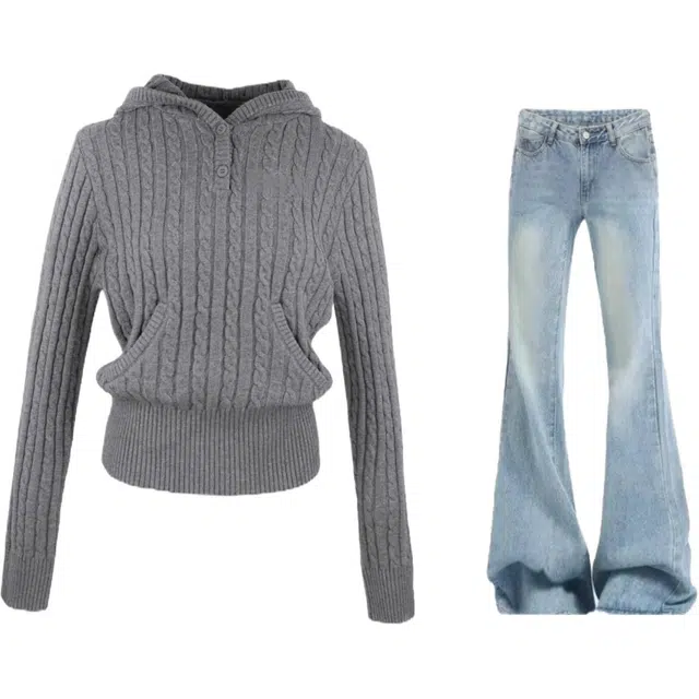 小菊川栗 慵懒感复古轻盈柔软时尚百搭洋气休闲套装 女款