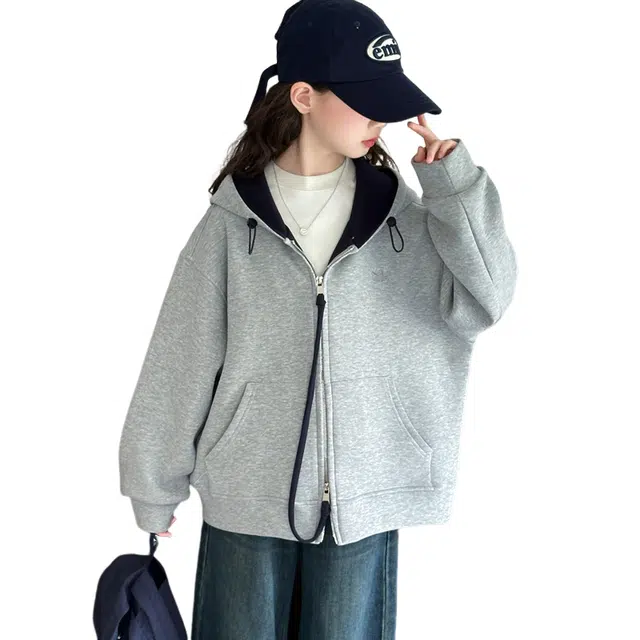 浪莎休闲夹克 春秋 时尚拼色连帽口袋外套 青少年