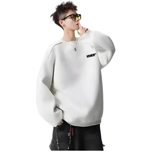 木木兔 经典潮牌美式高街长袖男生秋冬潮流穿搭冬天轻奢百搭冬季衣服国潮时尚宽松简约无帽上衣卫衣 男女同款