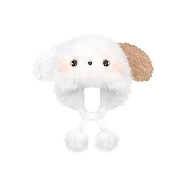 浪莎 可爱卡通腮红小狗耳朵毛绒冬季日系百搭保暖护耳休闲 腈纶 绒线帽 女款