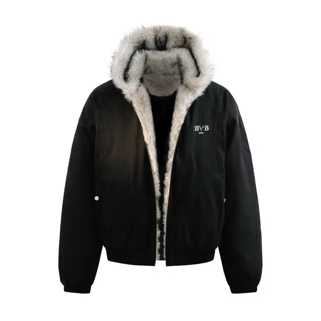 普鲁士多特蒙德 座山雕毛领连帽保暖棉服 男女同款