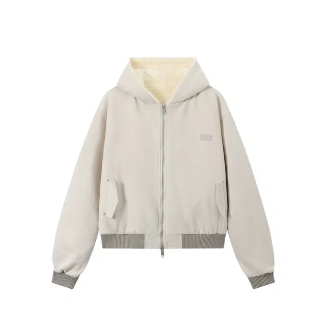 江南先生 流浪者之歌 仿貂毛麂皮绒口袋撞钉双开拉链宽松休闲百搭外套飞行员夹克 男女同款