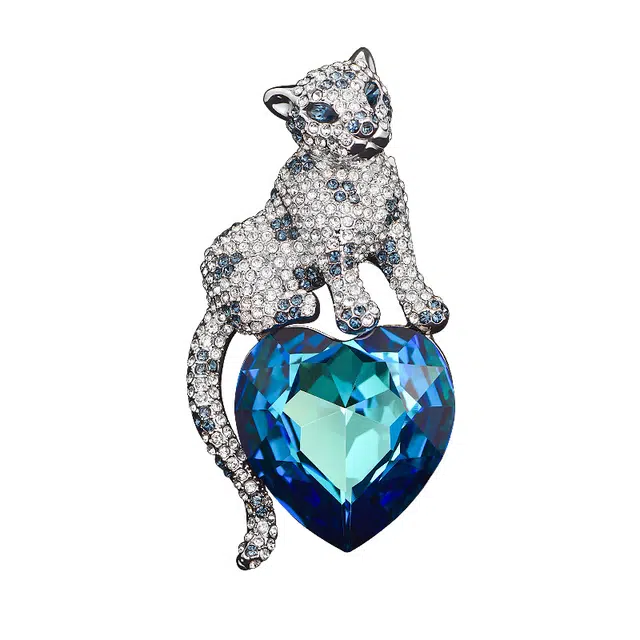 兰盈 轻奢小众海洋之心胸花原创设计 奥地利水晶 胸针 男女同款情侣款