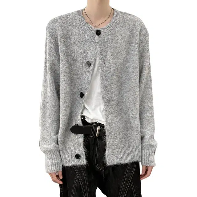 蛊惑 美式潮牌宽松复古慵懒风开衫休闲高级感百搭韩系氛围感针织衫 男女同款