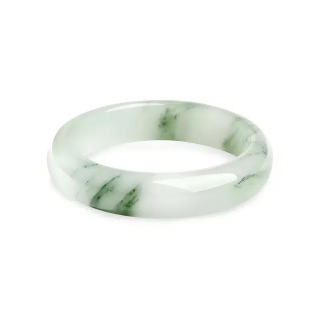 匠锁心玉 青山黛飘花 新中式宫廷风古典轻奢吉祥如意平安顺遂时尚百搭清冷典雅高级感气质温婉#好运天然 天山翠 石英岩玉手镯 女款