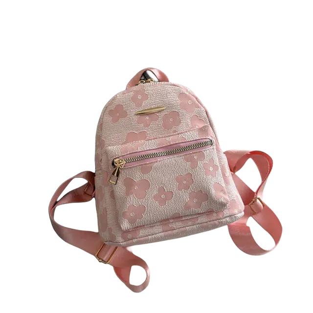 绿野客 花朵小众设计 简约风格时尚 潮流轻便便携优雅气质 涤纶 双肩包 中号 黑色