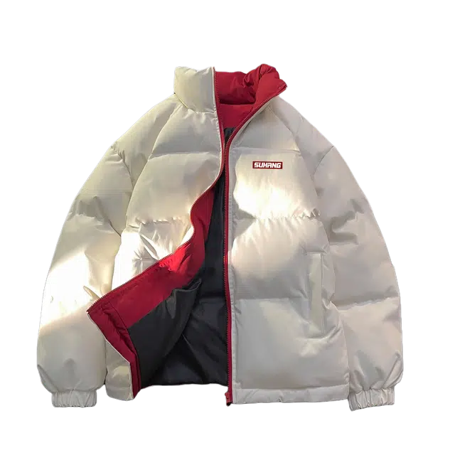 素杭 美式高街简约印花立领户外防风加厚保暖百搭棉服 男女同款