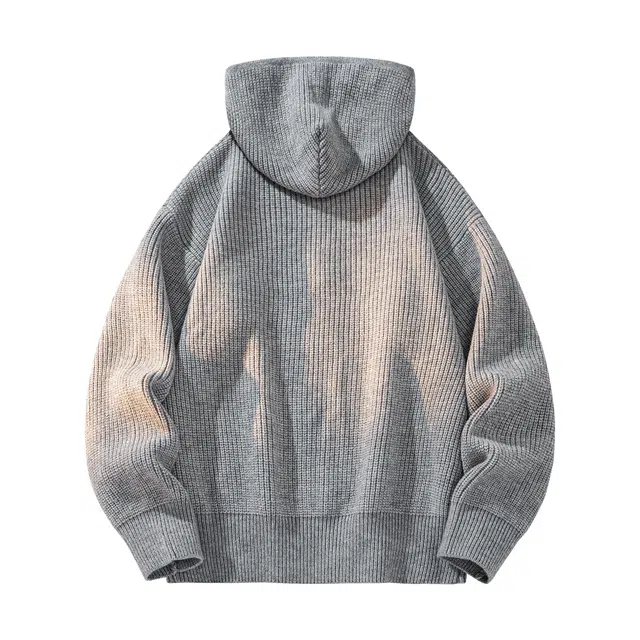 敦煌博物馆 复古学院风慵懒感简约织唛标半拉链连帽纯色基础款宽松休闲时尚通勤百搭保暖针织毛衣 男女同款