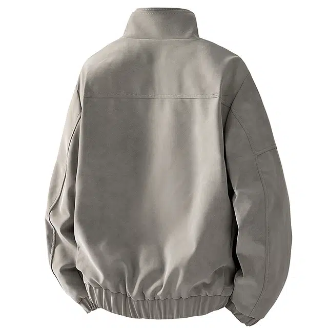 左岸 春秋美式复古高街潮流百搭纯色拉链开衫麂皮绒夹克上衣宽松休闲舒适防风保暖外套皮衣 男款