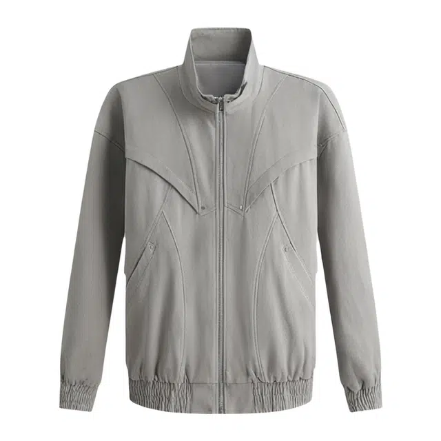 冈哉 美式复古水洗哈灵顿街头拼接装饰痞帅高街解构剪裁立领飞行做旧拉链防风机车简约百搭休闲外套个性潮流通勤夹克 男女同款