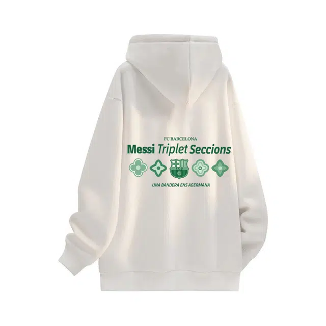 巴塞罗那足球俱乐部 时尚舒适耐穿连帽衣服男款春秋季款上衣高级感套头外套卫衣 男女同款