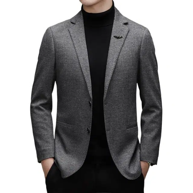 大白鲨 品牌轻奢高品质休闲外套男上衣单件韩版潮流小西服男士修身薄款上装西装 男款