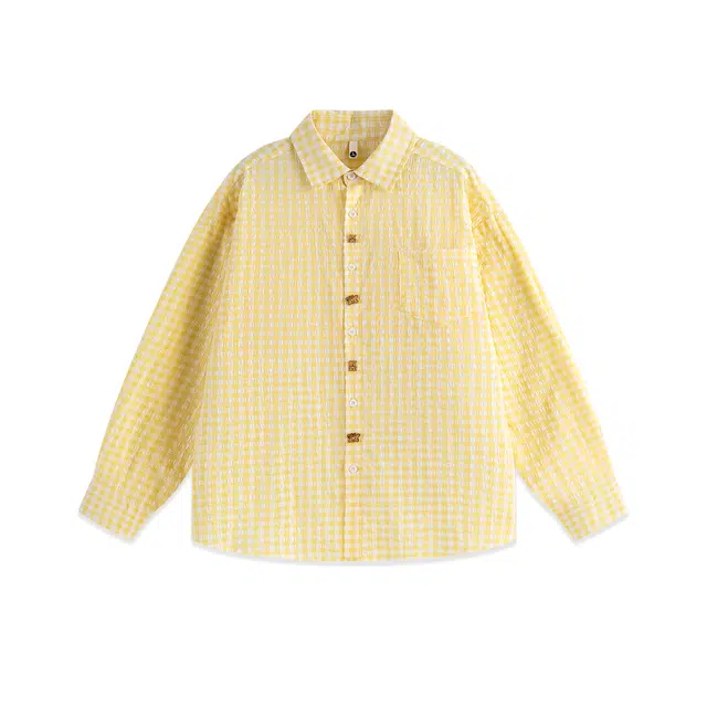 范索米 港式复古可爱纽扣宽松百搭衬衫外套情侣 男女同款