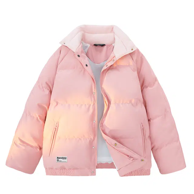 巴塞罗那足球俱乐部 纯色简约基础款潮流轻薄保暖防寒百搭舒适宽松拼接情侣款日常通勤面包服外套立领棉服 男女同款