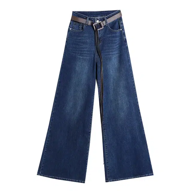 如续 复古不贴腿直筒微喇叭宽松显瘦拖地牛仔裤 女款